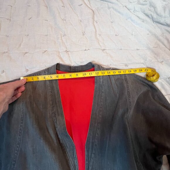 Vintage 80s dark grey and red denim jacket size Medium 8-10 - Picture 7 of 12